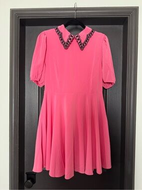 Women’s Pink Dress with Decorative Peter Pan Collar